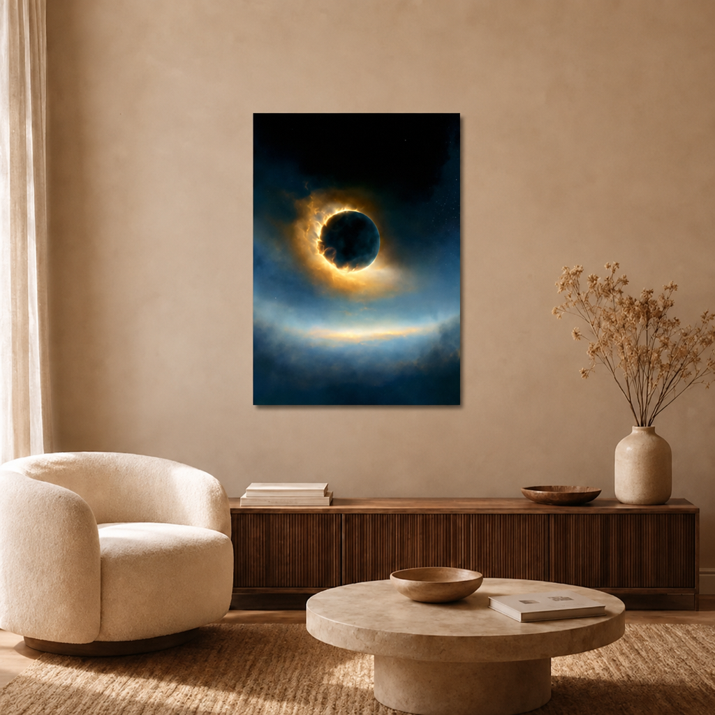 The Crown of Fire — Solar Eclipse Canvas Wall Art