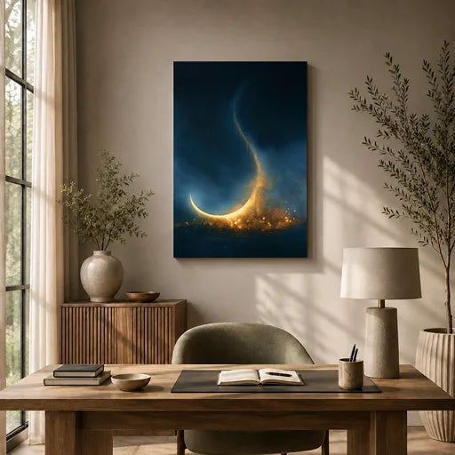 First Light — Waxing Crescent Moon Canvas Wall Art