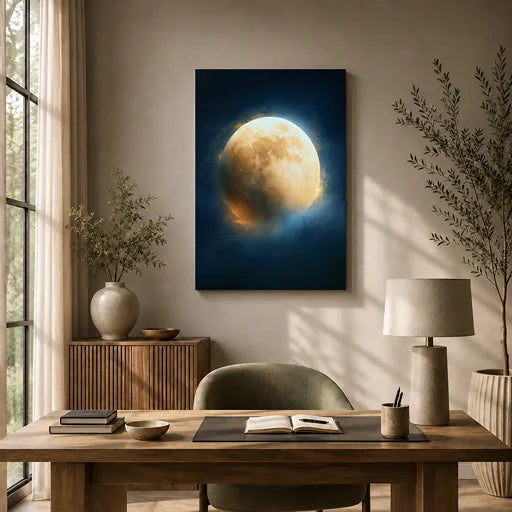 Golden Full Moon — Full Moon Canvas Wall Art