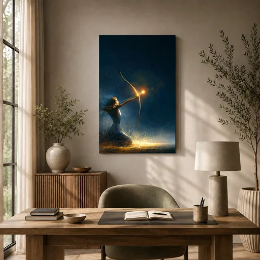 Golden Horizon — Sagittarius Zodiac Canvas Wall Art