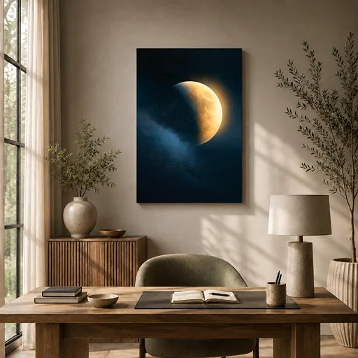Rising Luminary — Waxing Gibbous Moon Canvas Wall Art