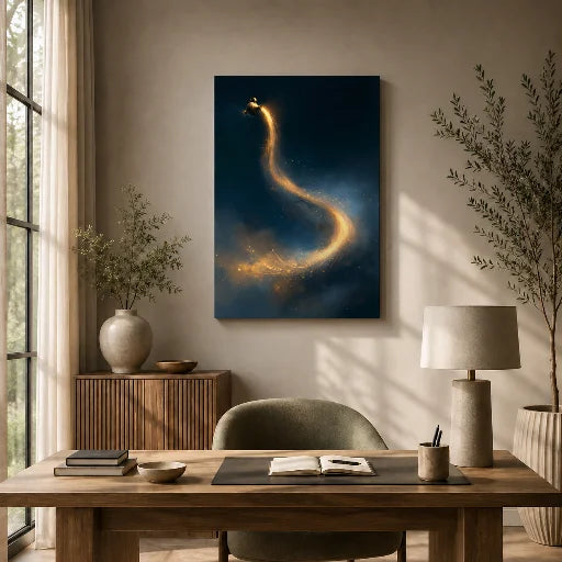 The Golden Current — Aquarius Zodiac Canvas Wall Art
